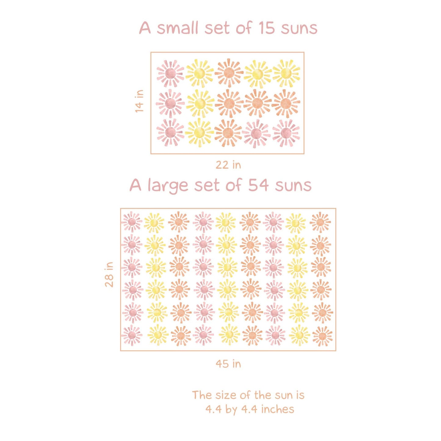 Sun Color Boho Wall Decals Floral Stickers, KL0074