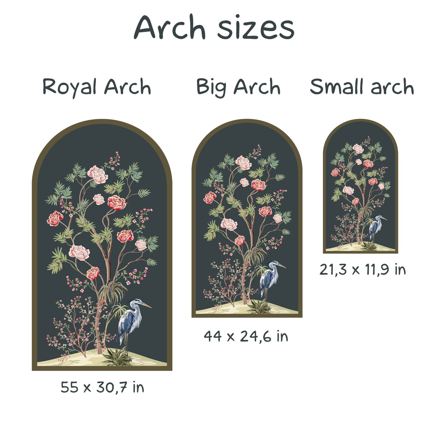 Boho arch Wall Decal cranes flowers Stickers, KL0076