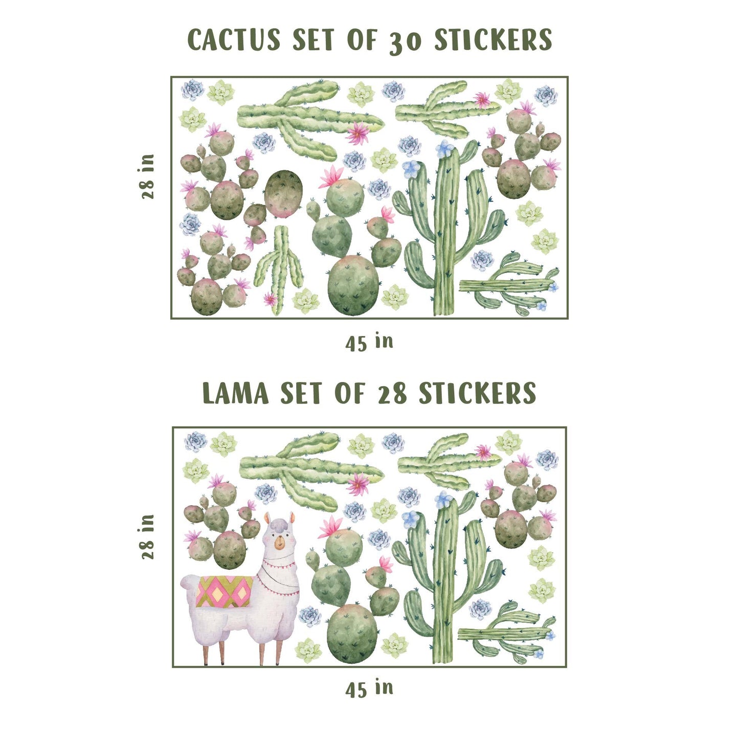 Wall Sticker llama cacti Decals, KL0084