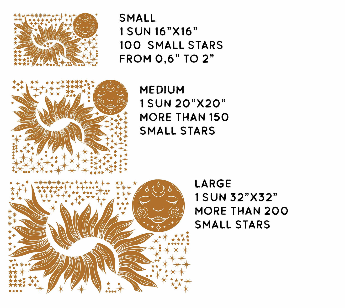Sun Wall Decal Starburst Stickers, LF323