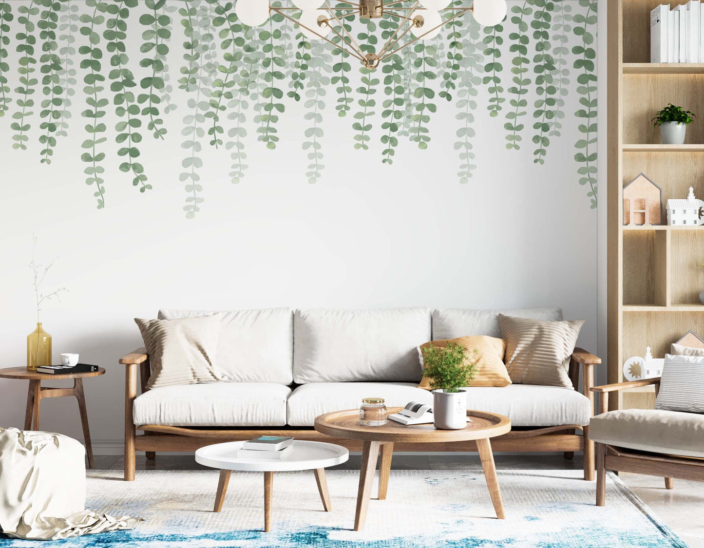 Hanging Eucalyptus Greenery Wall Stickers Vines Leaves Decals, LF310