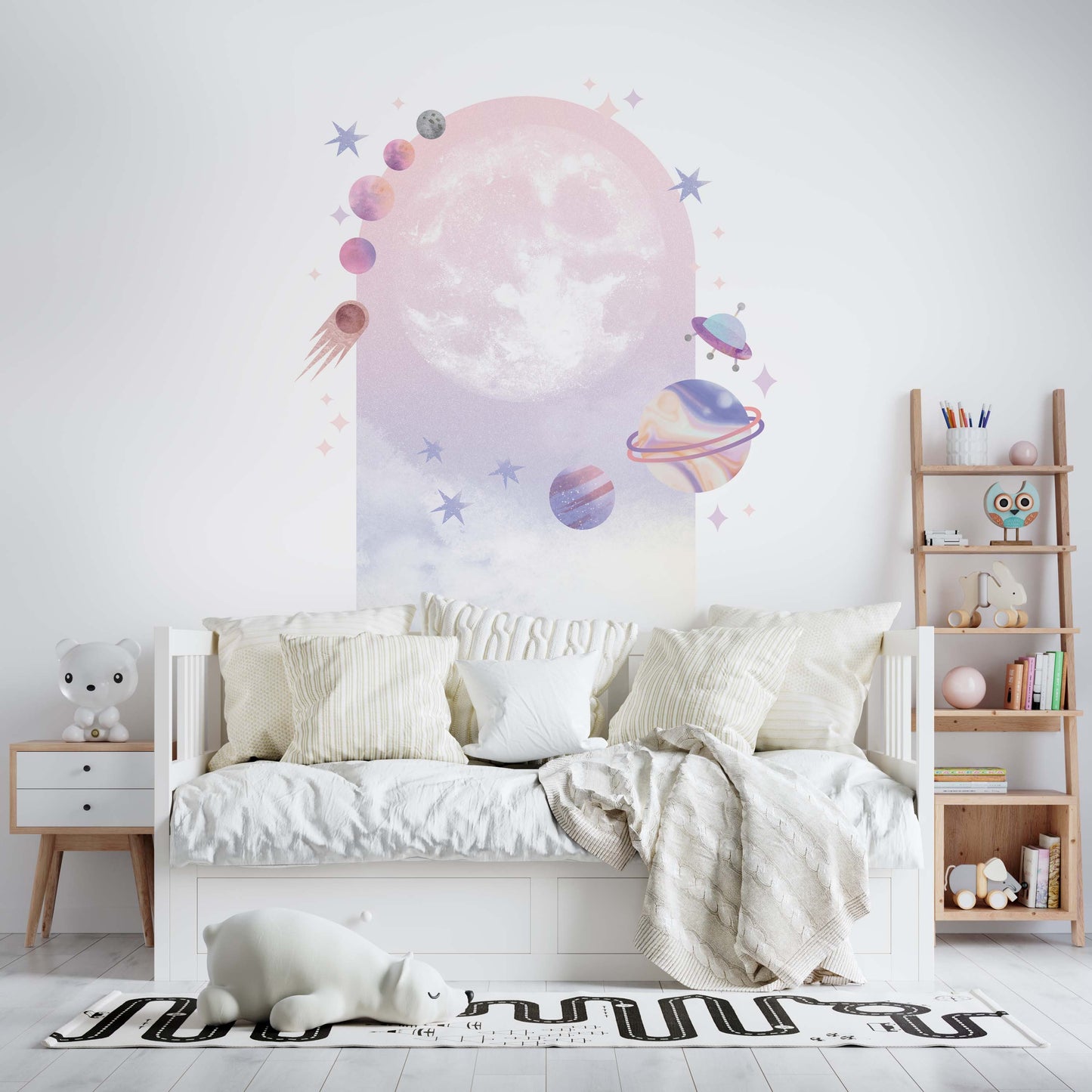 Cosmos Stickers Arch Headboard Clouds Wall Decals Planets, LF315