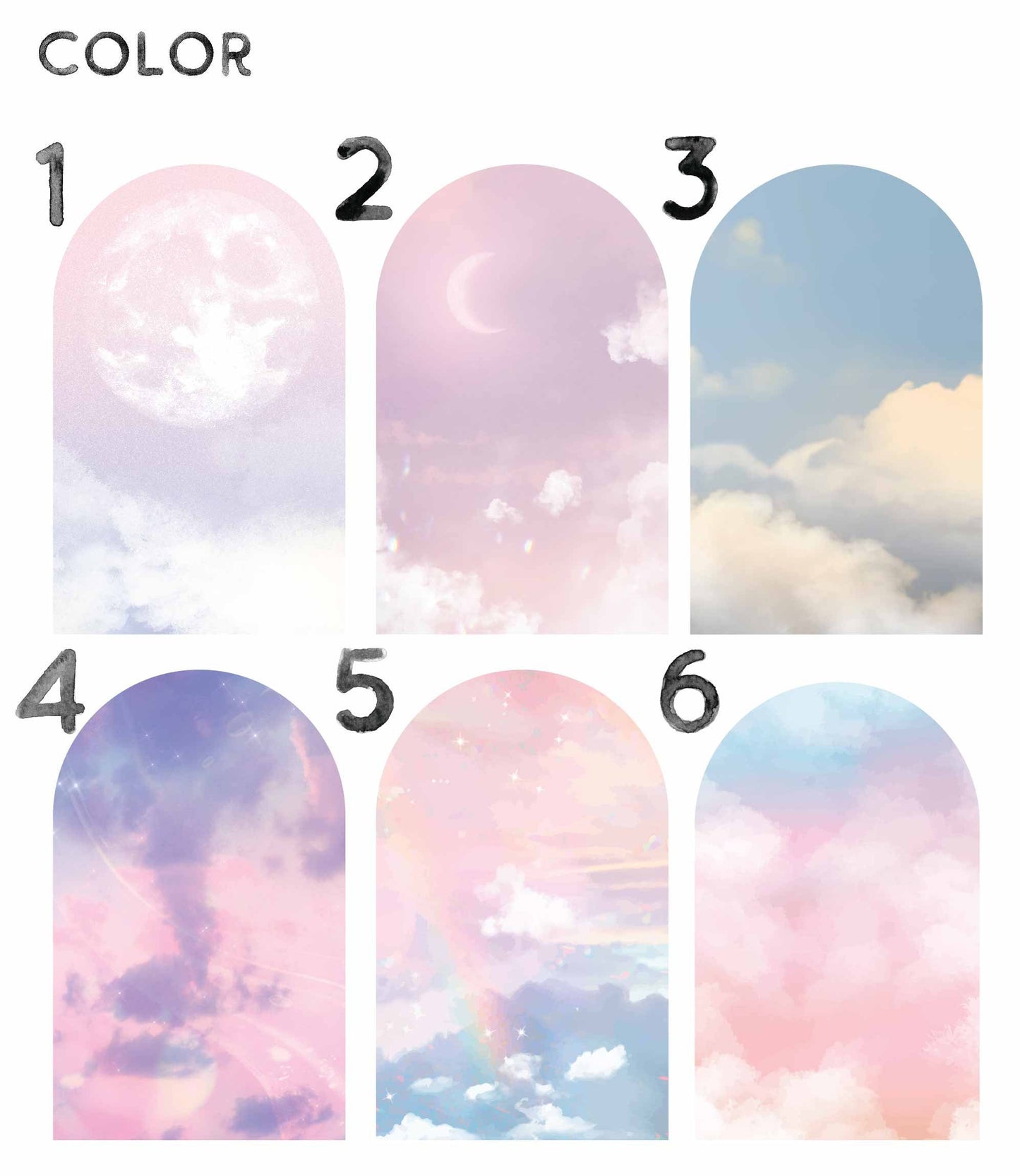 Cosmos Stickers Arch Headboard Clouds Wall Decals Planets, LF315
