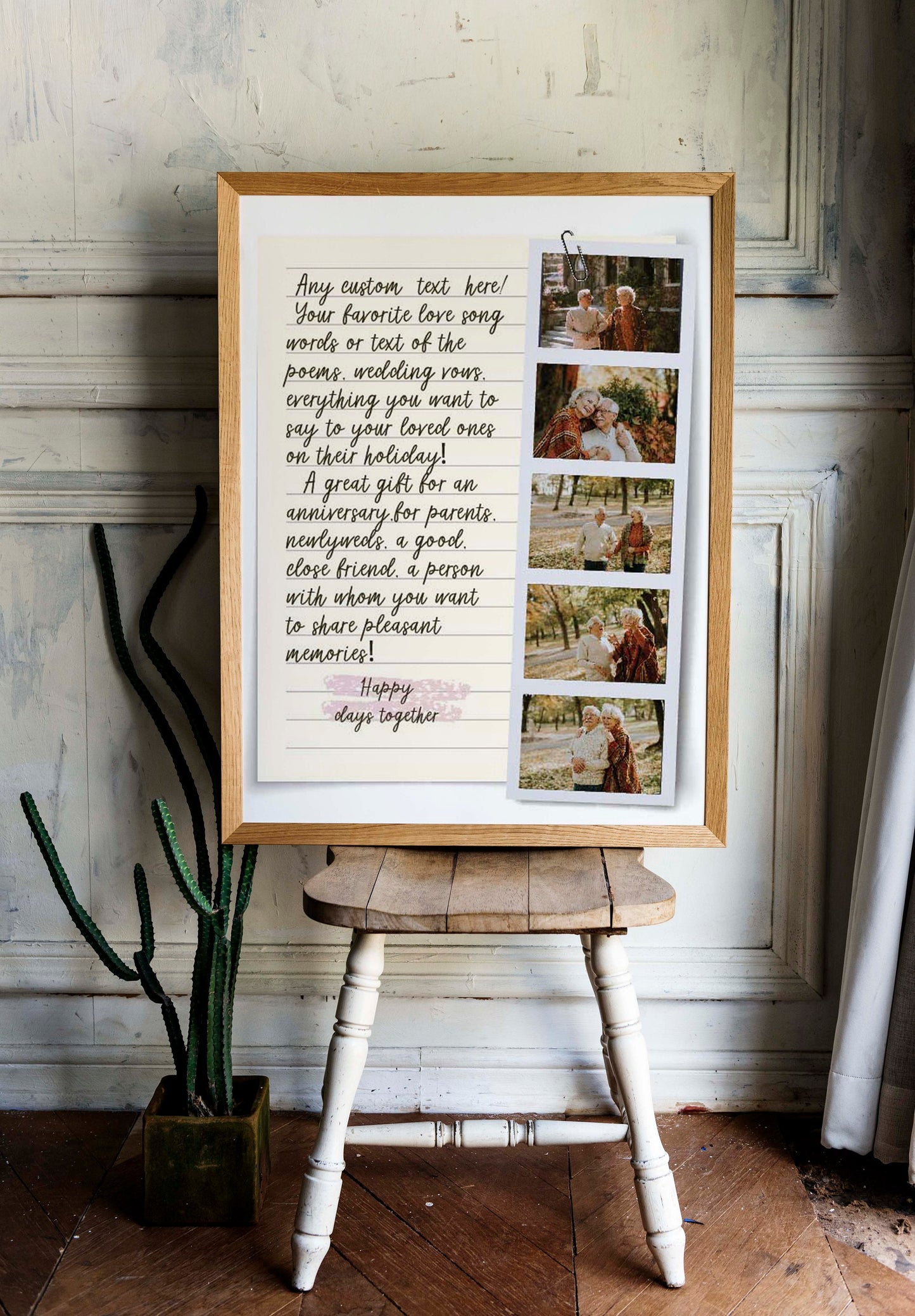 Custom Poster Printing Personalized Poster Family Couple Photo Anniversary Gift Wedding  Vows Song Text, LF346