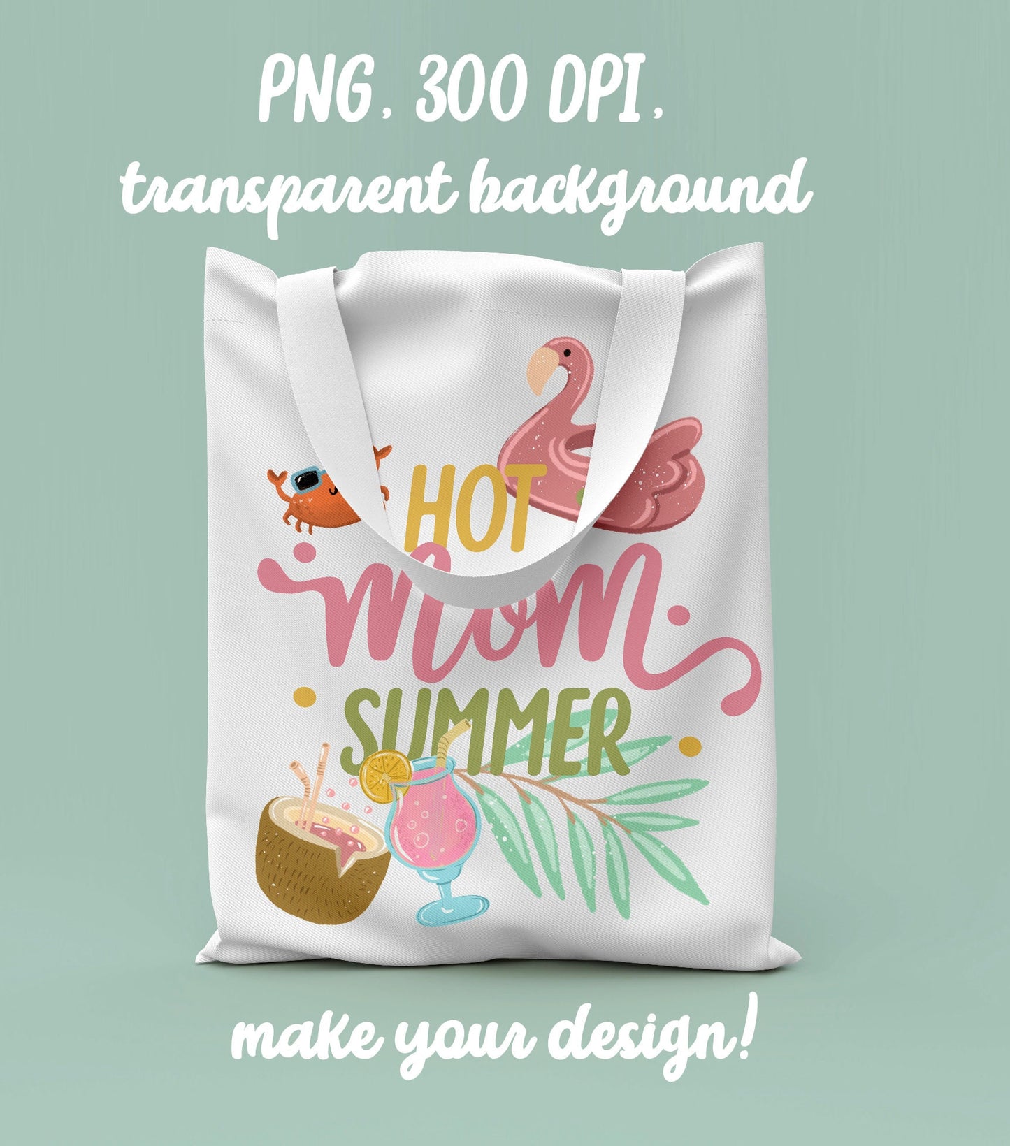 Summer Clipart PNG Seasonal Vacation Instant Download Sun Ice Cream Ananas Flip Flops Popsicles Crab Palm, LF360
