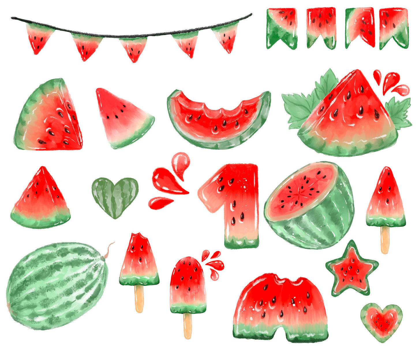 Watercolor Watermelon Clipart PNG  Instant Download, LF361