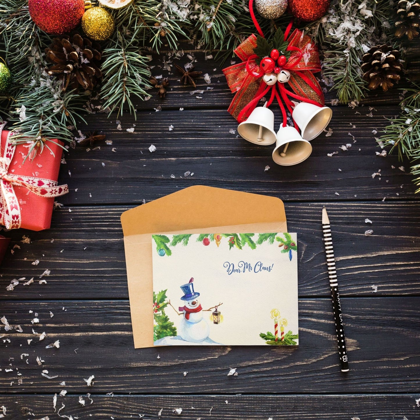 Christmas Watercolor Clipart Snowman Deer Fir Tree Gift Toys, LF371