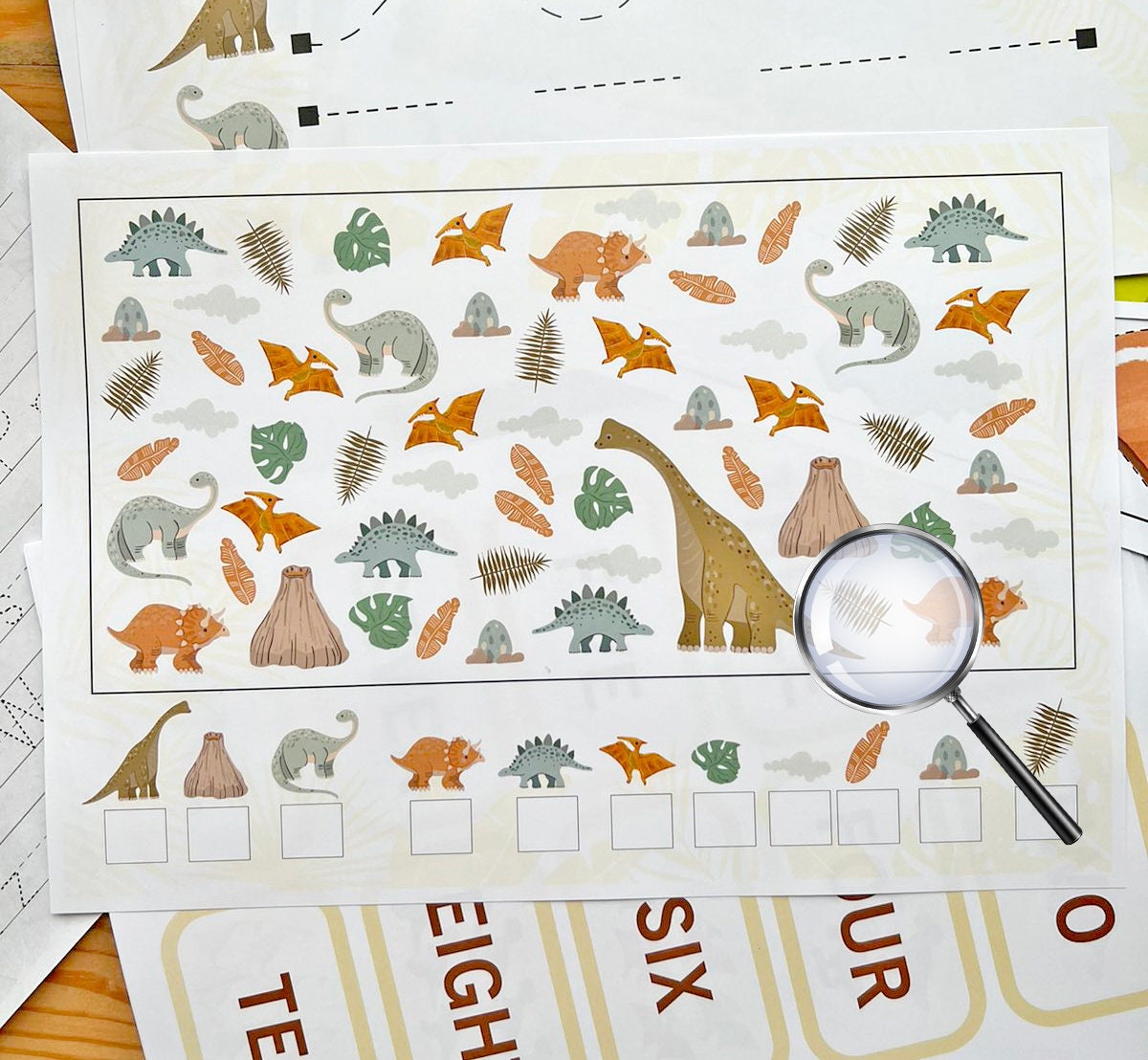 Dinosaur Busy Book Personalized Toddler Printable Preschool Activities Homeschool Montessori Kids Learning, BB1