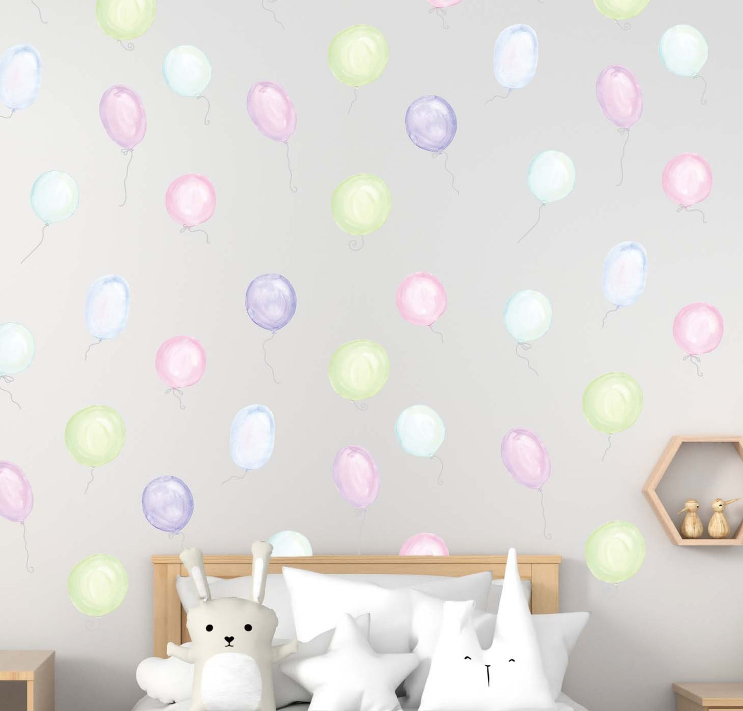 Watercolor Air Balloons Wall Decals Nursery Stickers Polka Dots, LF416