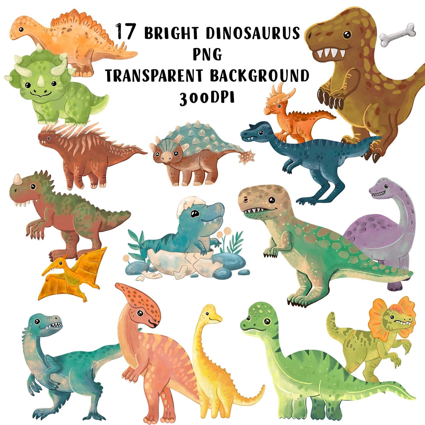 Dinosaur Clipart PNG transparent background Dino Coloring