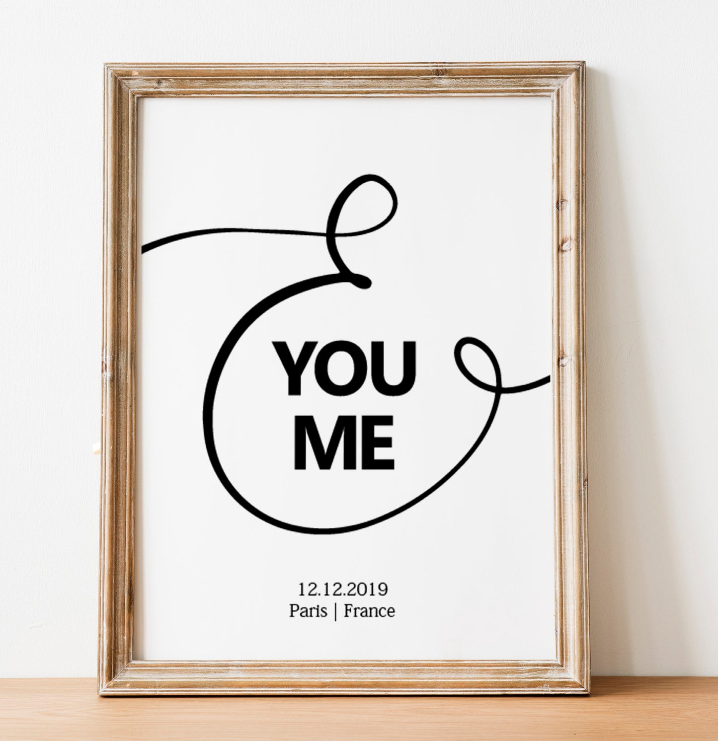 Wedding Date Print Gift Poster Anniversary  Personalized Custom Names, LF429
