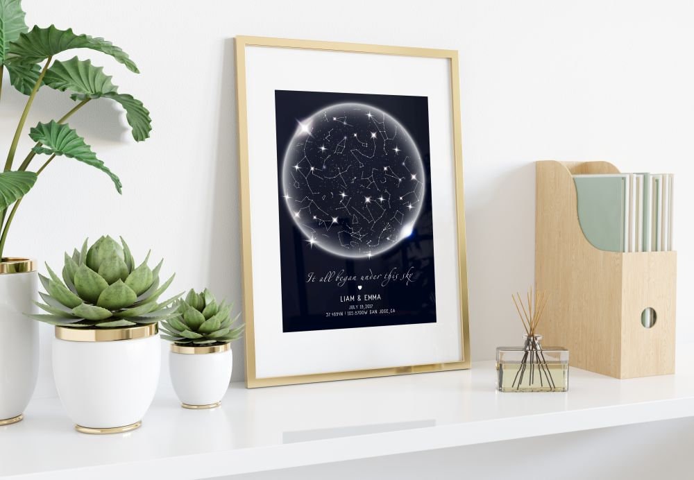 Star Map Print Custom Sky Constellations Name Poster Valentine's Day Gift Anniversary First Date, LF431