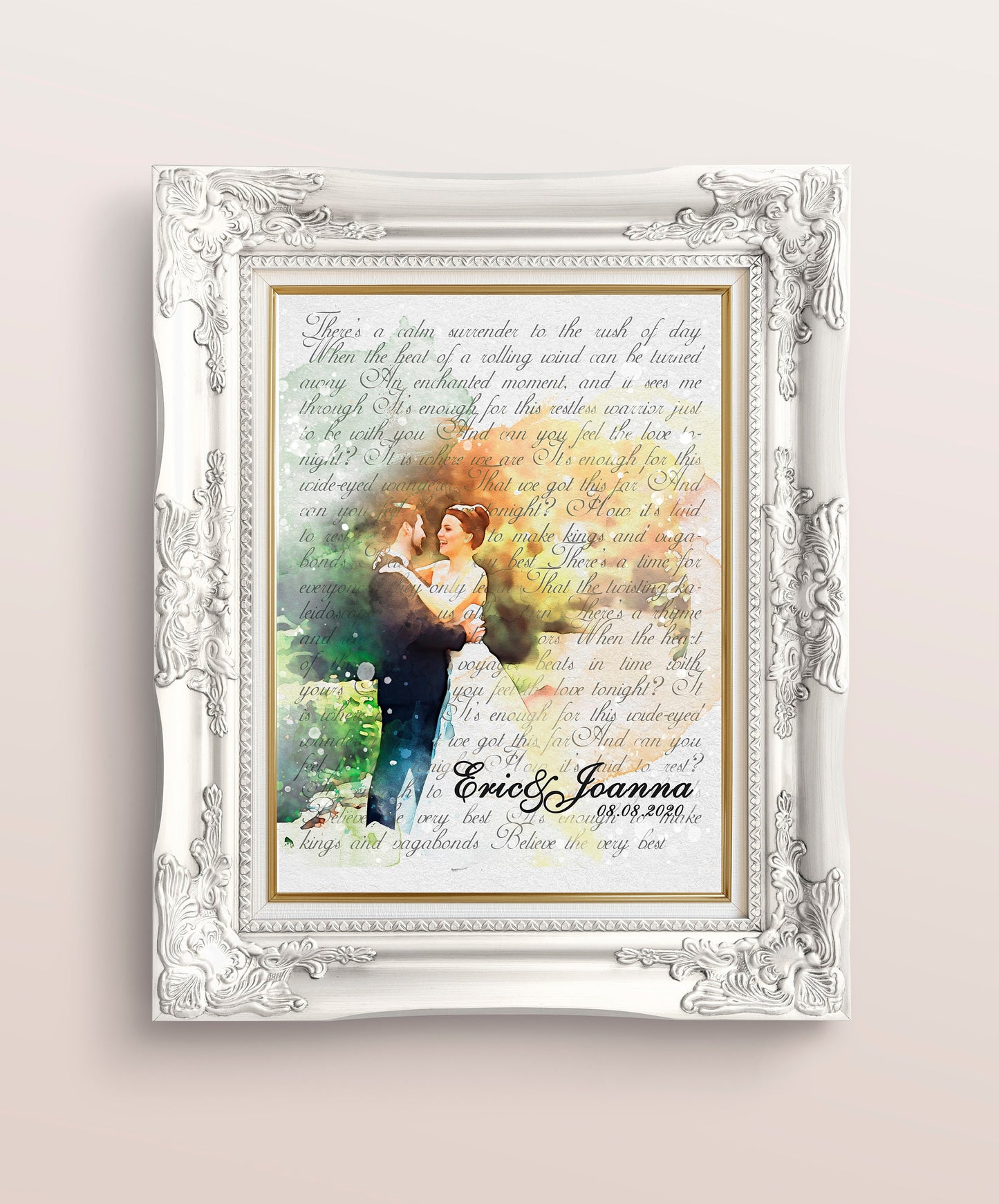 Print Gift Wedding Song Vows Lyrics Poster Anniversary  Personalized Custom Names Photos, LF427