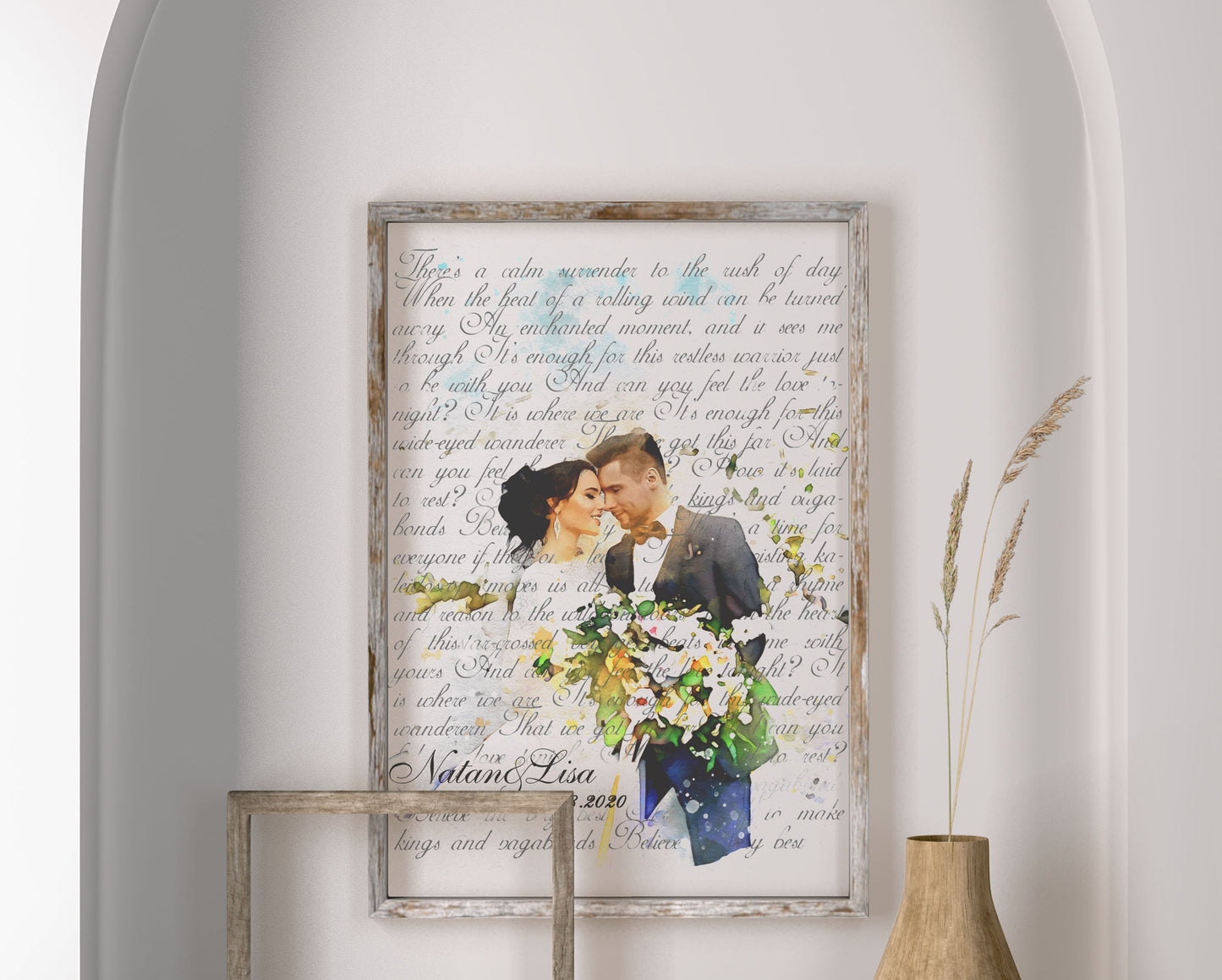 Print Gift Wedding Song Vows Lyrics Poster Anniversary  Personalized Custom Names Photos, LF427