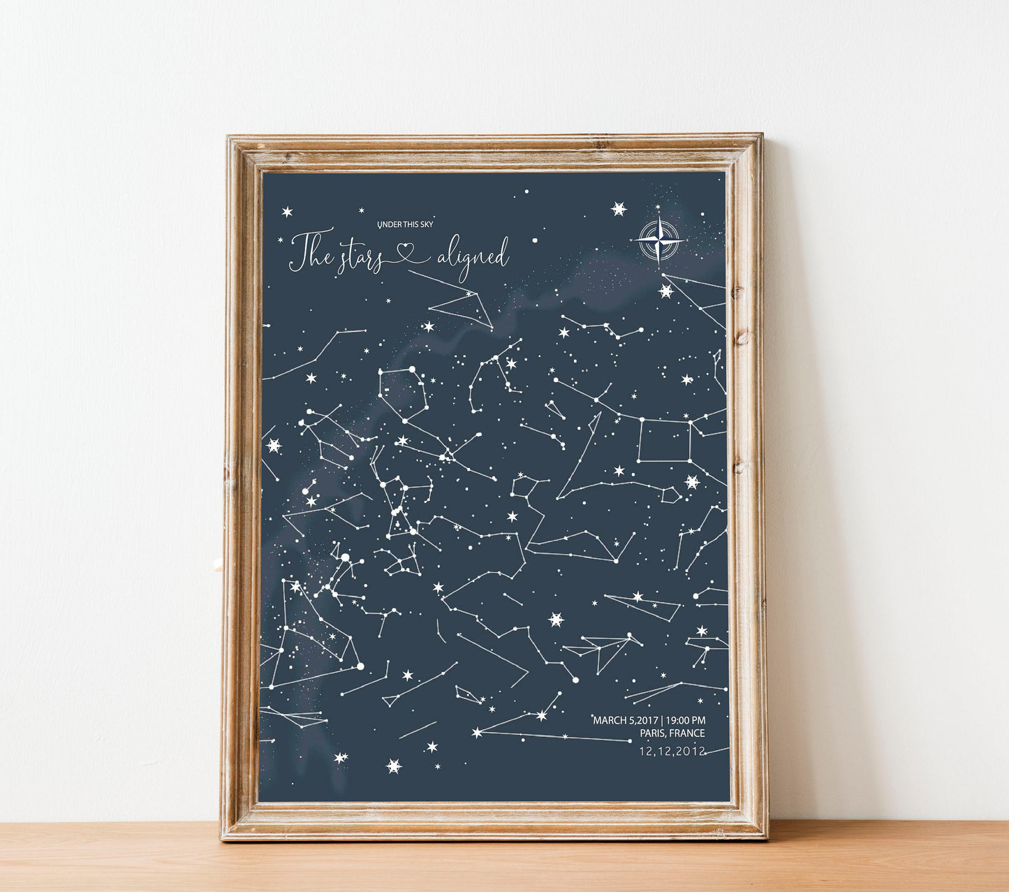 Custom Night Sky Print Star Map by Date Gift, LF430