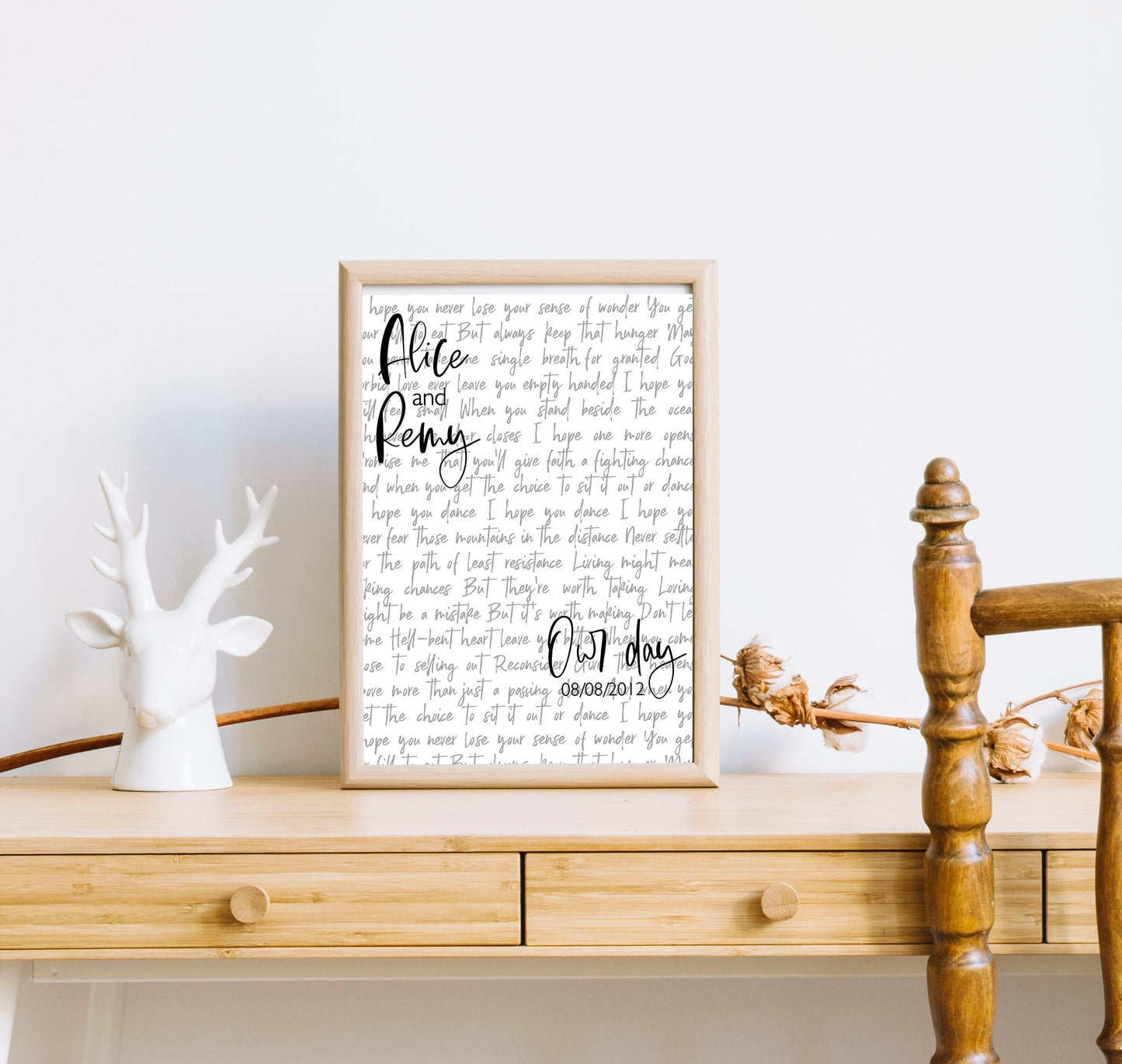 Print Gift Wedding Song Vows Lyrics Poster Anniversary  Personalized Custom Names, LF422