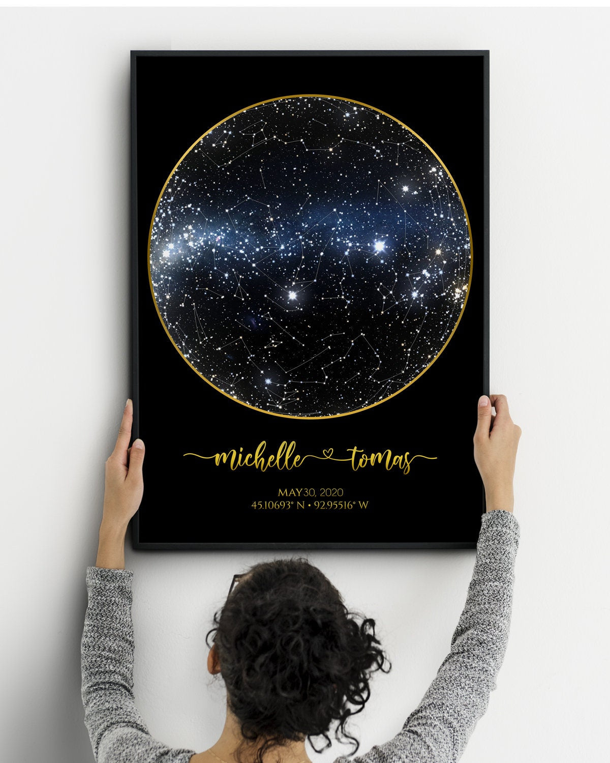Wedding gift Star Map Print Anniversary Custom By Date Chart Poster Astronomy Constellation 9st