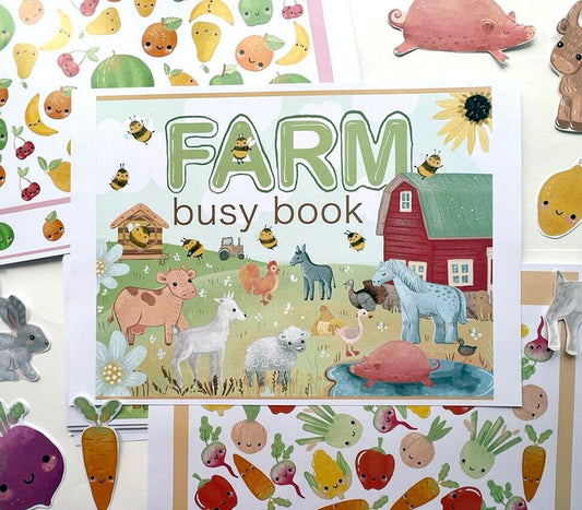 Farm Animals Busy Book Personalized Toddler Printable Preschool Activities Sheets Homeschool Montessori Kids Learning Flash Cards, BBFarm