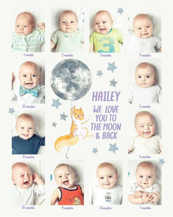 Custom Baby's First Year Poster 12 months Photo Print nursery Decor 1st Birthday Gift, LF464